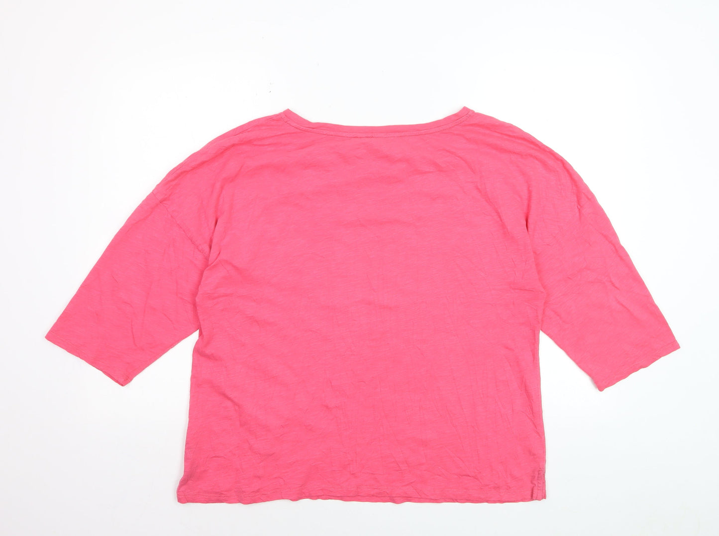 Boden Womens Pink L Basic Cotton 3/4 Sleeve Relaxed Fit T-Shirt