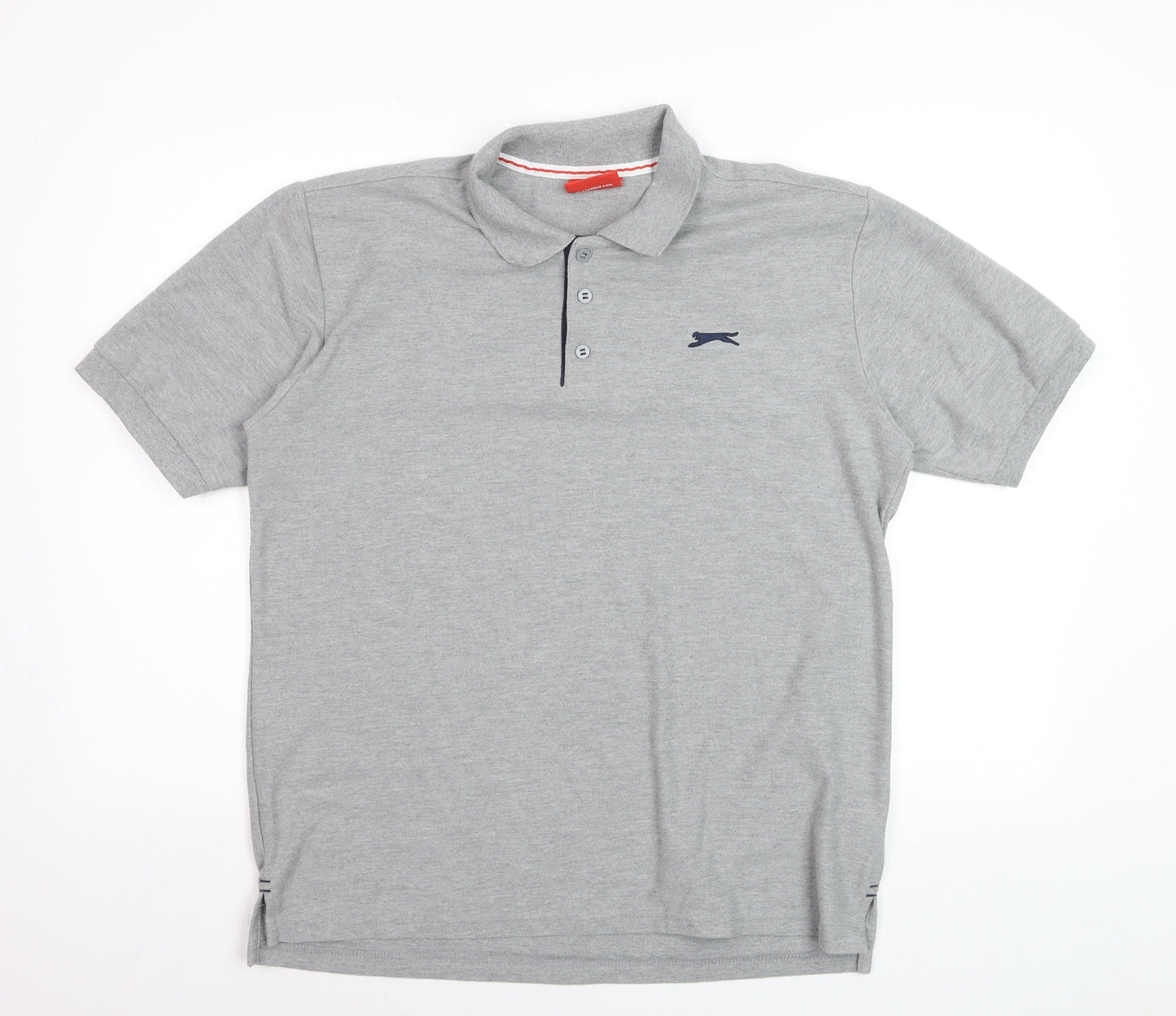 Slazenger Men's Grey Regular Fit Short Sleeve Polo Shirt L