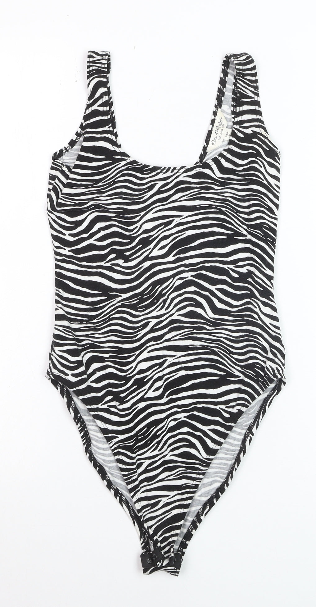 Miss Selfridge Women's Black Zebra Print Bodysuit UK 8
