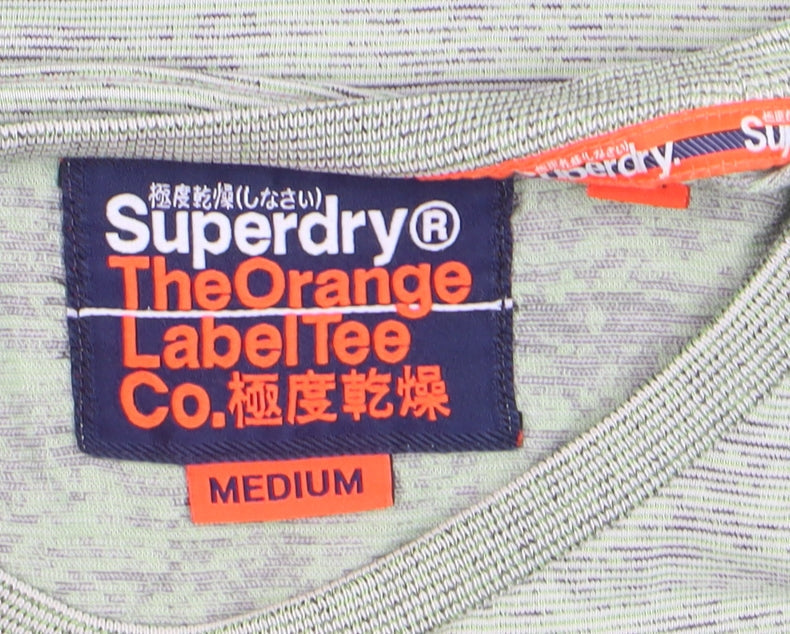 Superdry Men's Green Crew Neck The Orange Label Tee Medium Cotton Blend