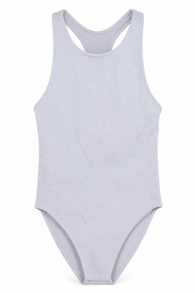 Zara Women Grey Sleeveless Tank Bodysuit XS Cotton Stretch