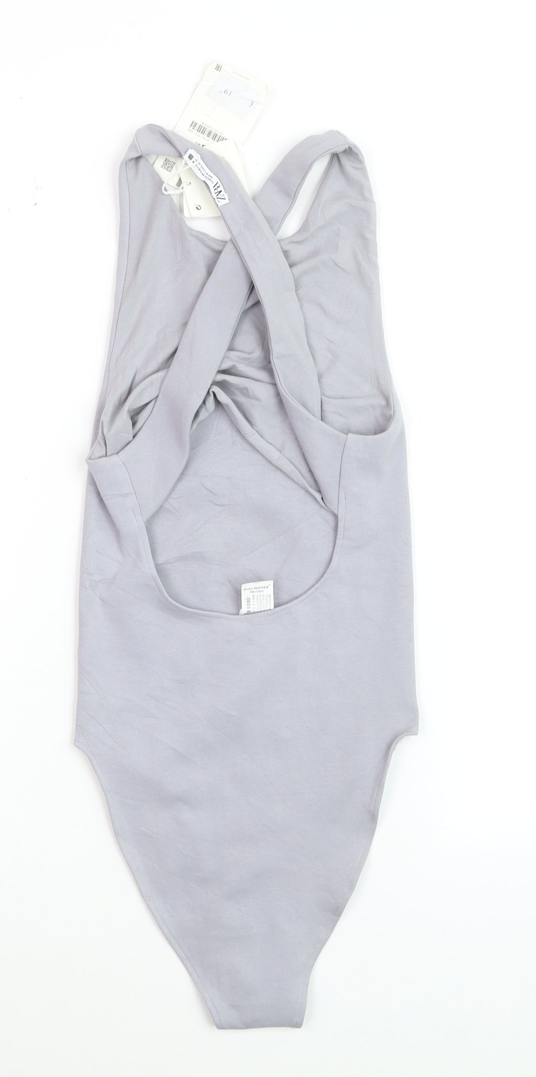 Zara Women Grey Sleeveless Tank Bodysuit XS Cotton Stretch