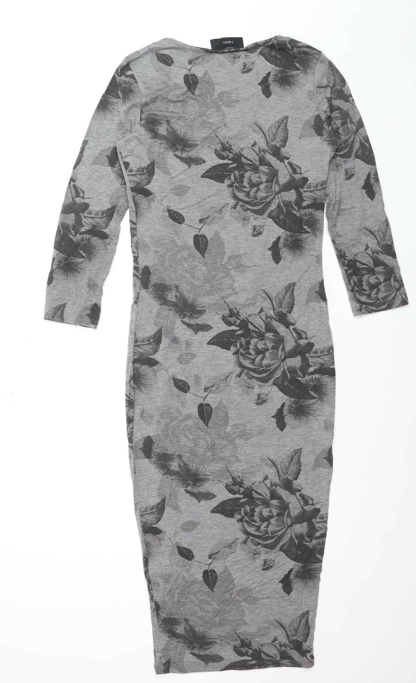 Next Women’s Grey Floral Bodycon Midi Dress Size 6