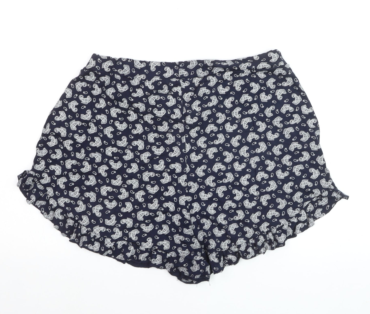 Boohoo Women Blue Paisley Culotte Shorts Size 18