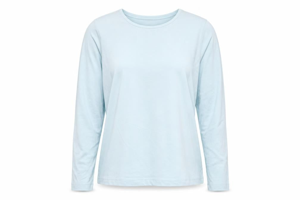 Lands' End Women's Blue Long Sleeve Basic Cotton Blend T-Shirt Size L