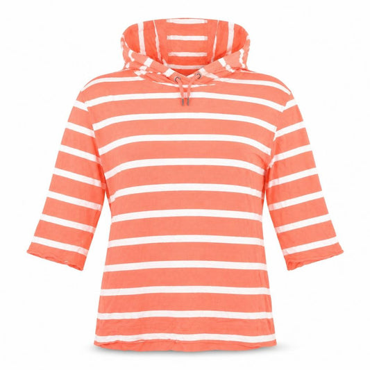 Regatta Womens Orange Striped Cotton Pullover Hoodie Size M