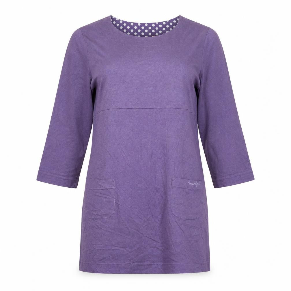 Weird Fish Women’s Purple Shift Dress Size 10 Cotton 3/4 Sleeve Casual