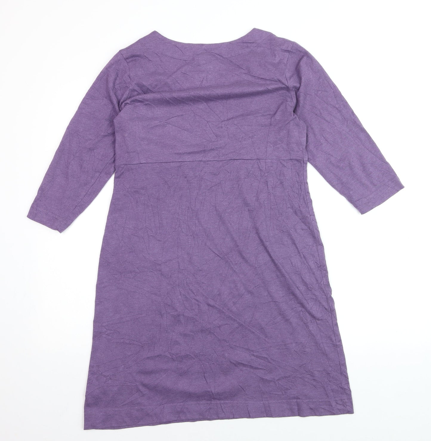 Weird Fish Women’s Purple Shift Dress Size 10 Cotton 3/4 Sleeve Casual