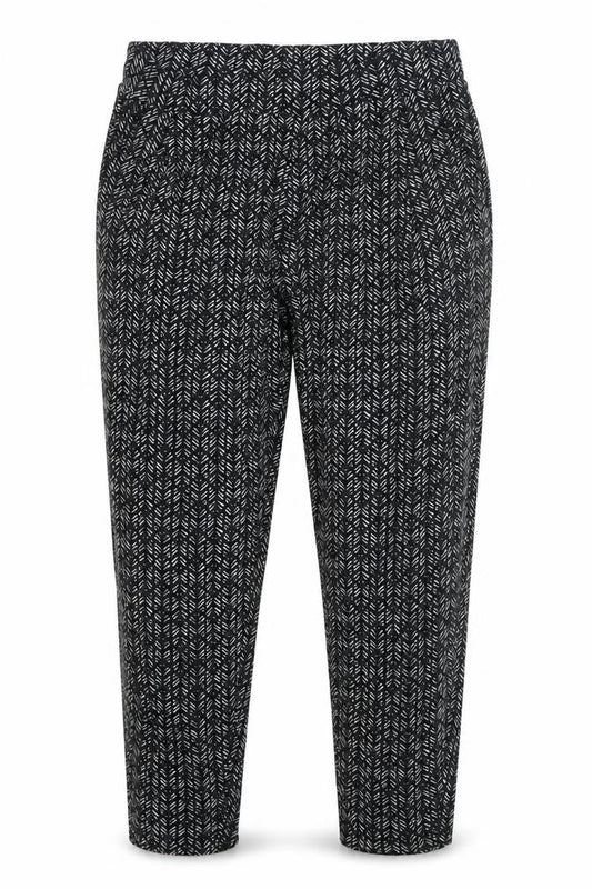 Marks and Spencer Womens Black Geometric Tapered Jersey Trousers Size 14