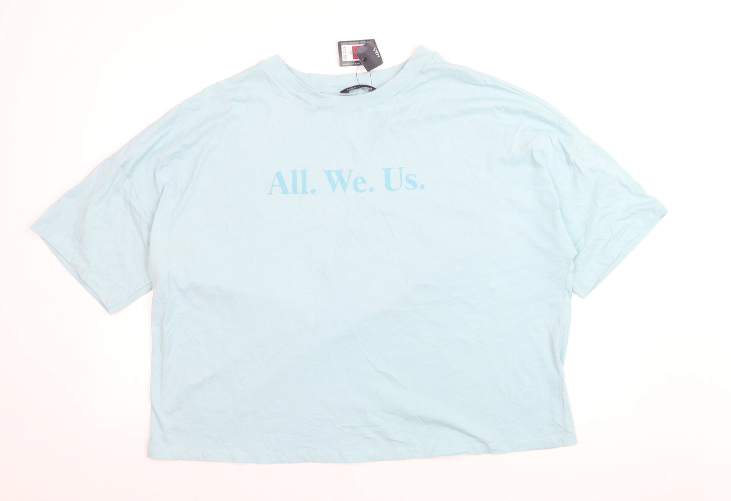 Marks and Spencer Women’s Blue Cotton Crew Neck Relaxed Fit T-Shirt Size 18