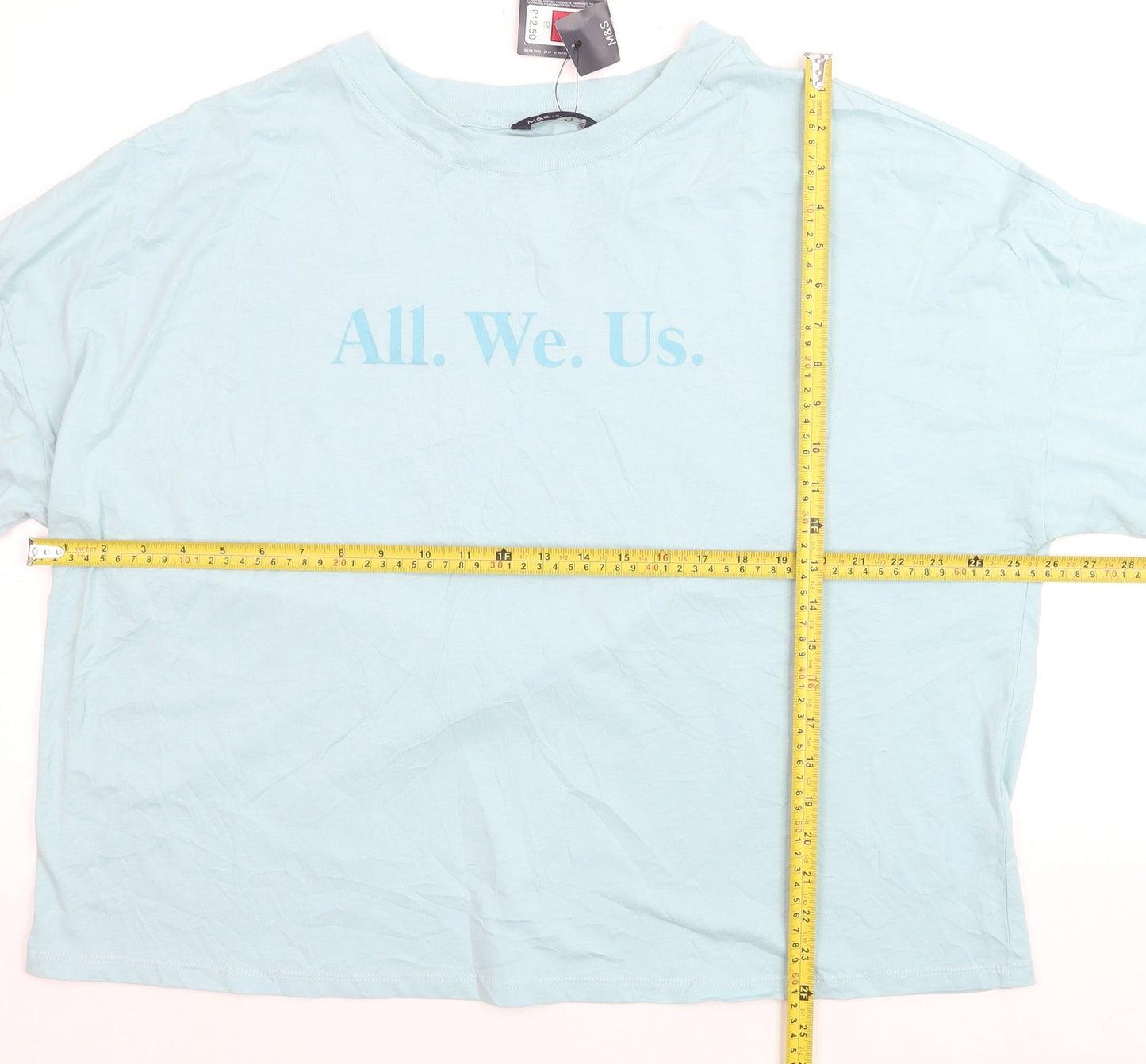 Marks and Spencer Women’s Blue Cotton Crew Neck Relaxed Fit T-Shirt Size 18
