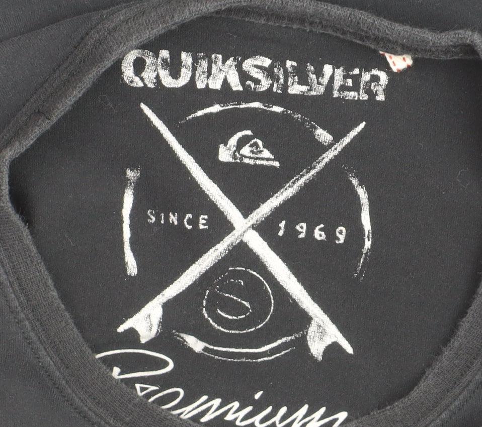 Quiksilver Men's Black Long Sleeve Graphic Cotton Top M