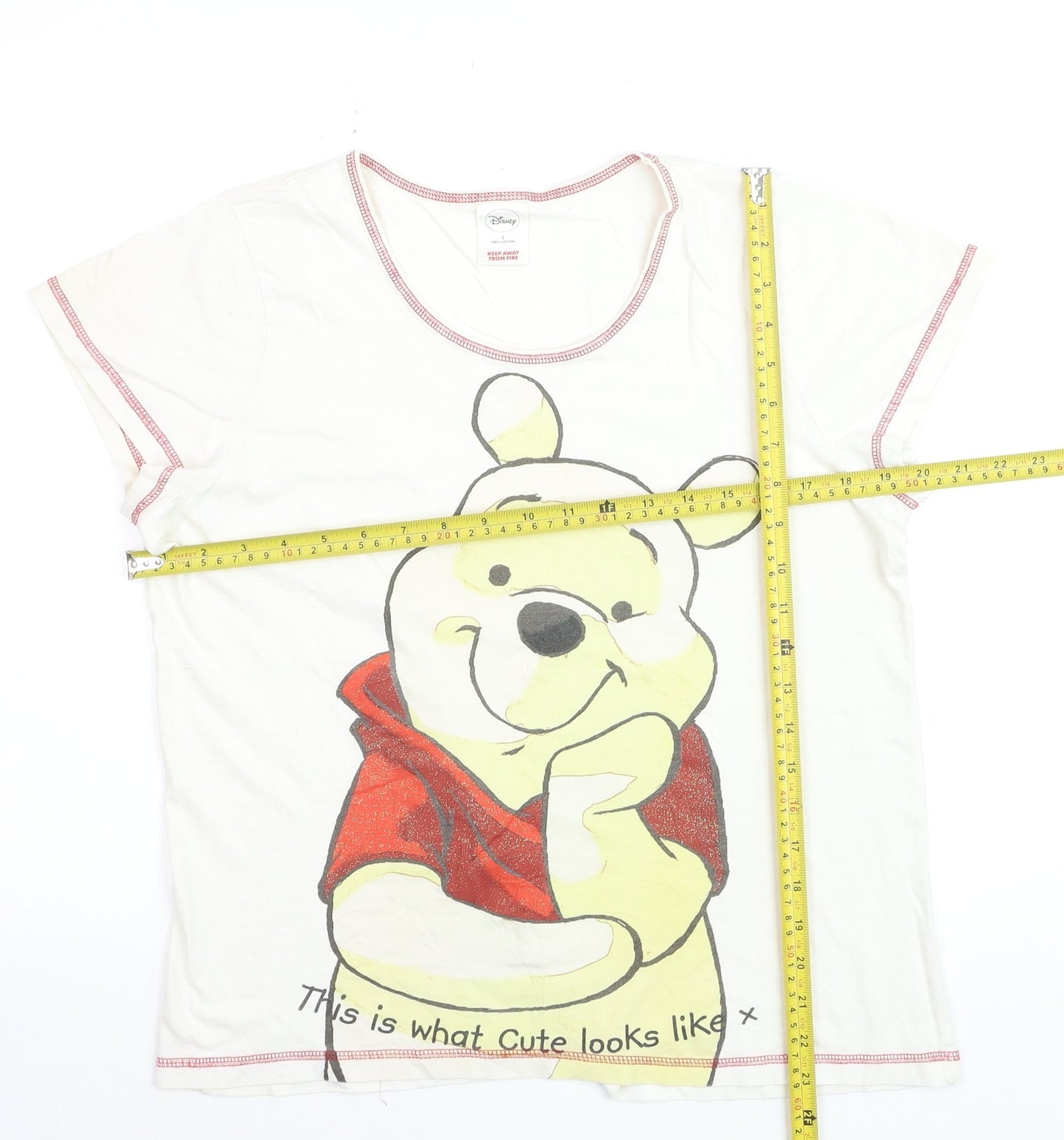 Disney Winnie the Pooh Womens White Cotton T-Shirt Nightshirt L