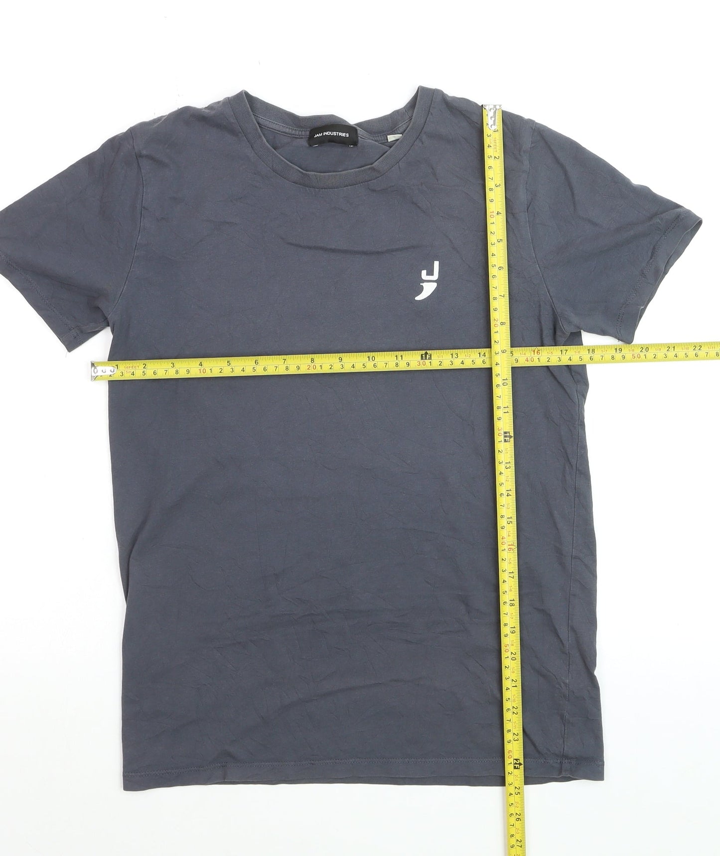 Jam Industries Men's Grey Cotton Crew Neck Short Sleeve T-Shirt S