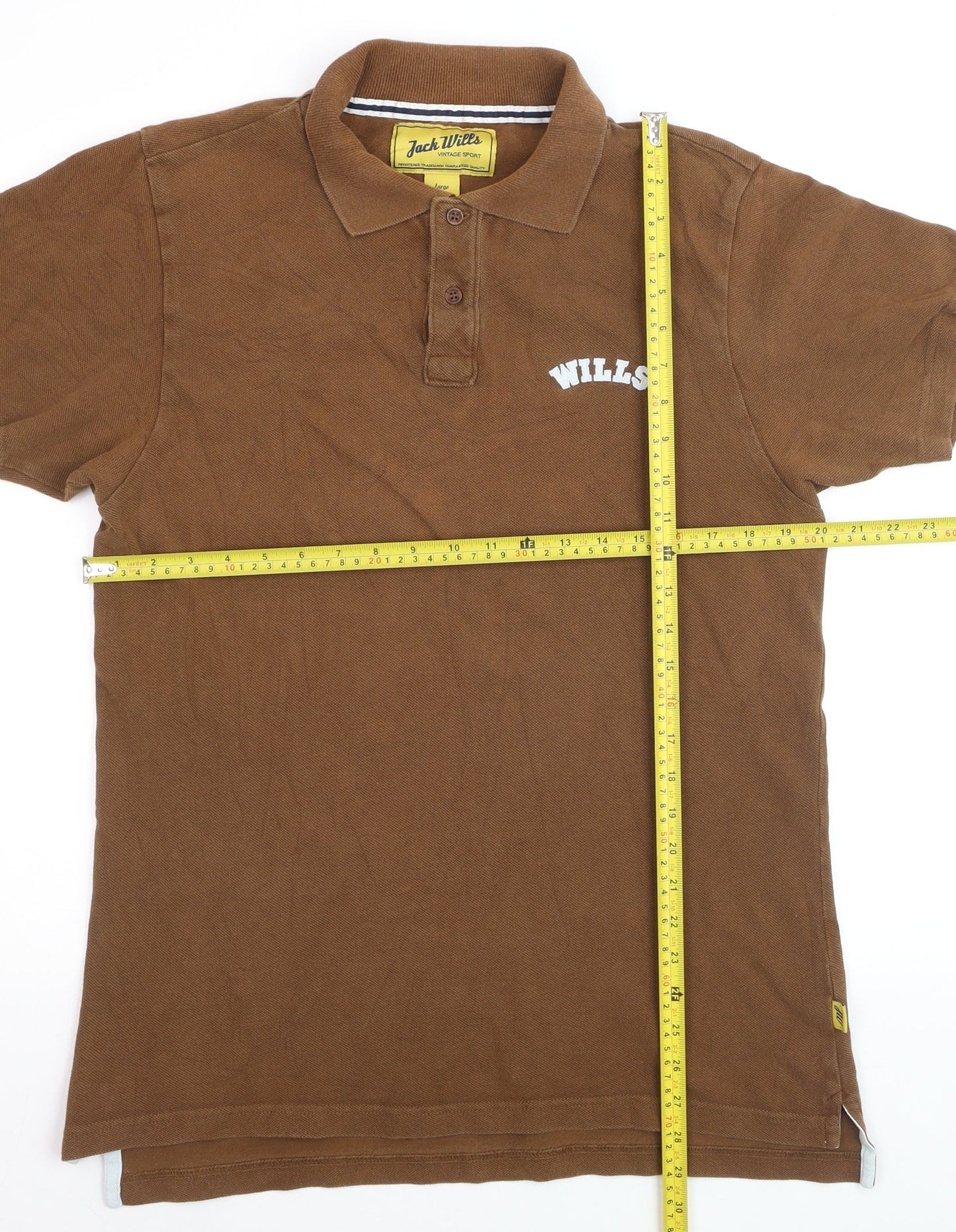 Jack Wills Men's Brown Cotton Polo Shirt Size L Short Sleeve Casual