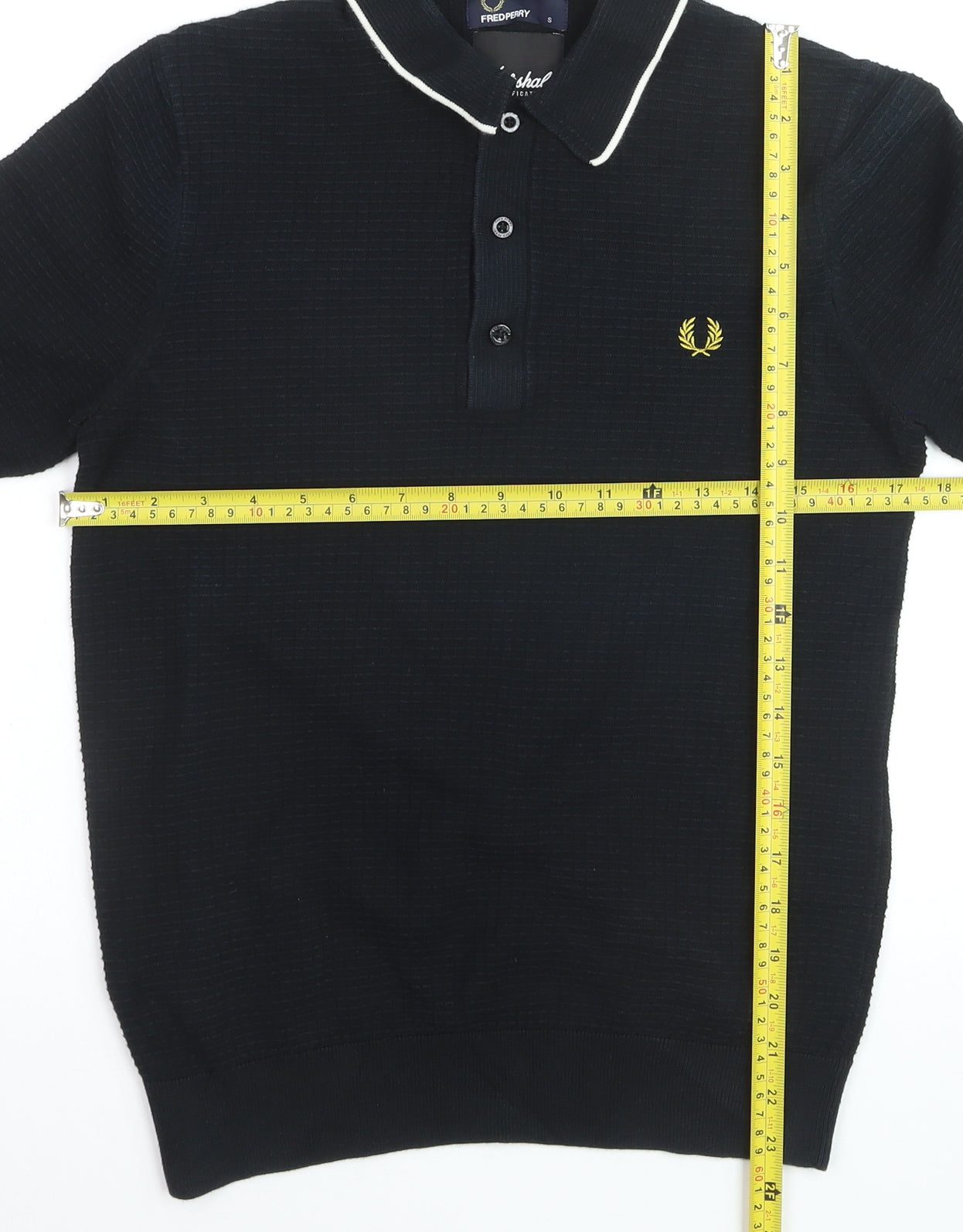 Fred Perry x Marshall Black Cotton Men's Polo Shirt S Short Sleeve