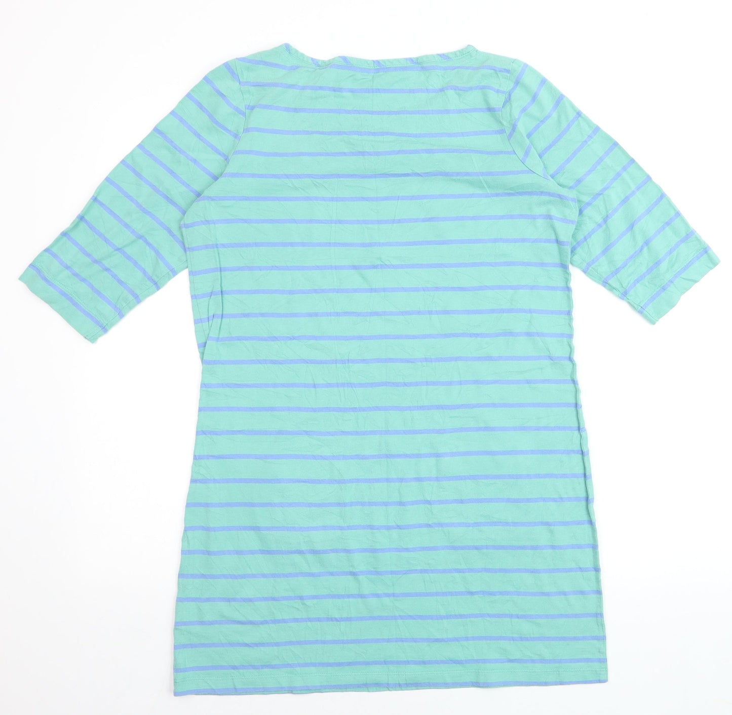 Boden Women’s Blue Striped Shift Dress Size 12 Cotton 3/4 Sleeve