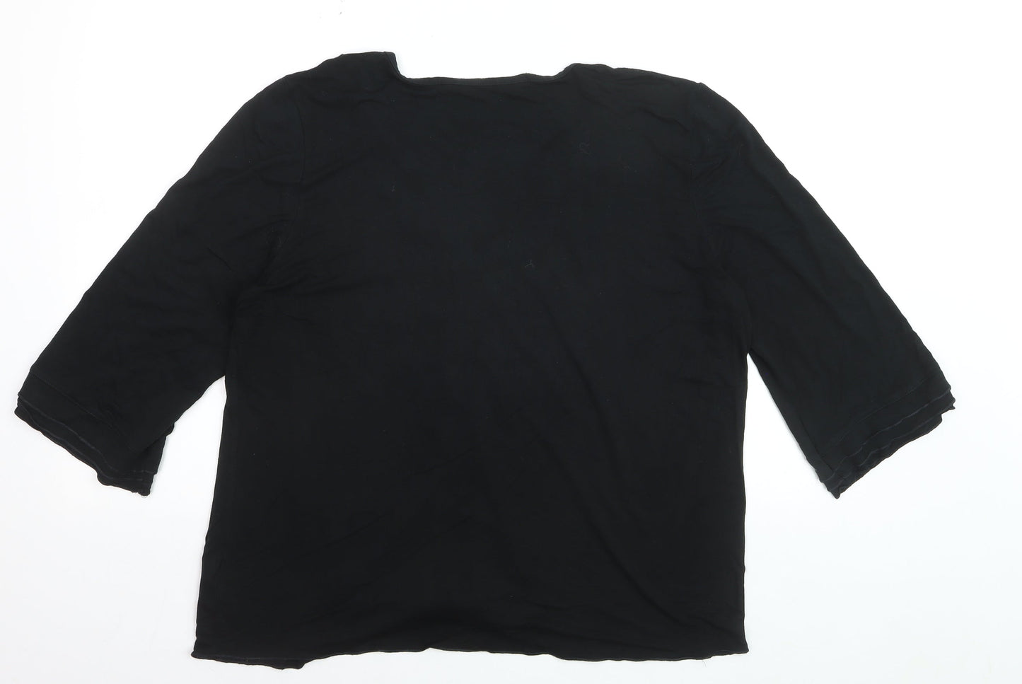 Essence Women’s Black V-Neck 3/4 Sleeve Tunic Blouse Size 20