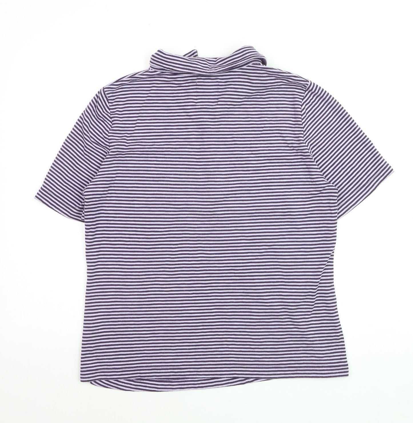 Dash Womens Purple Striped Polo Shirt Size 14 Short Sleeve