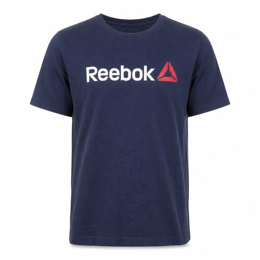 Reebok Men's Blue Large Logo Sports Cotton T-Shirt