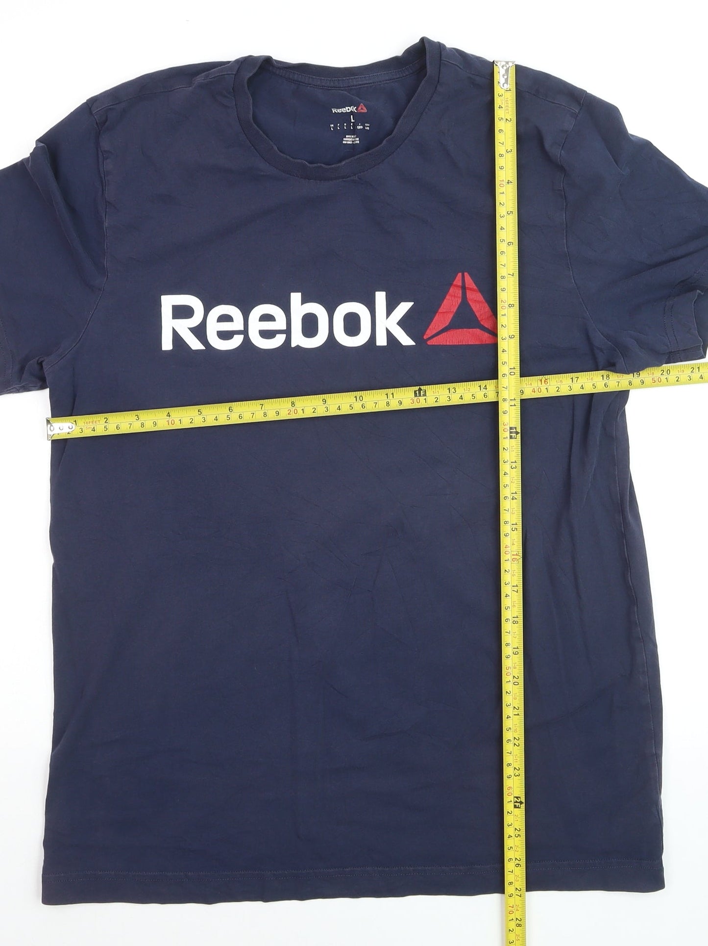 Reebok Men's Blue Large Logo Sports Cotton T-Shirt