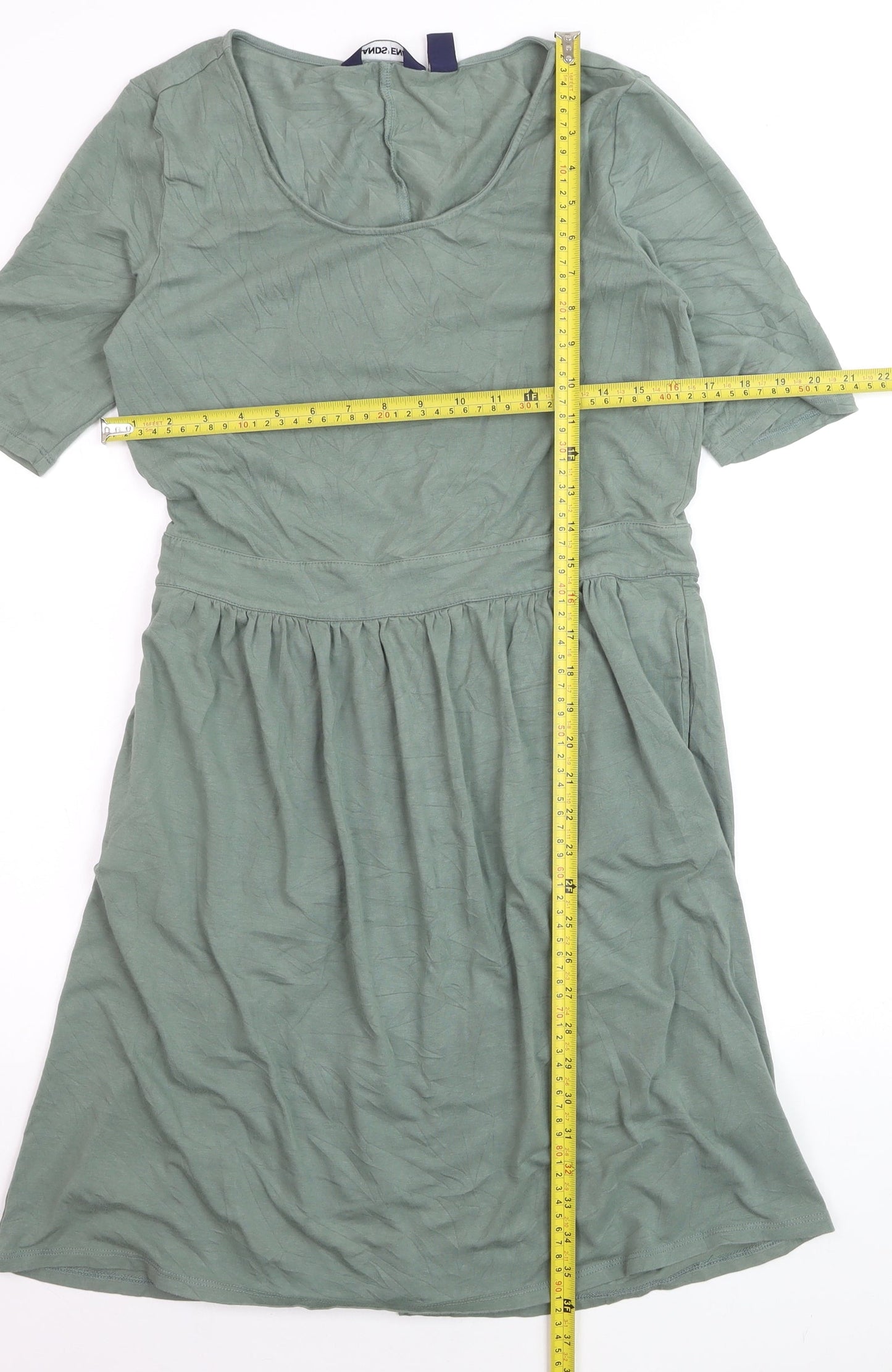 Lands' End Womens Green Fit & Flare Jersey Dress Size S