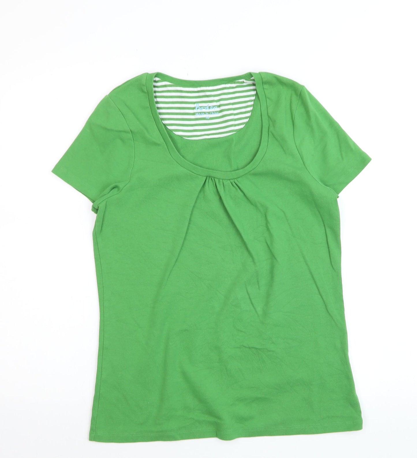 Boden Women Green Size 10 Short Sleeve Basic Cotton T-Shirt