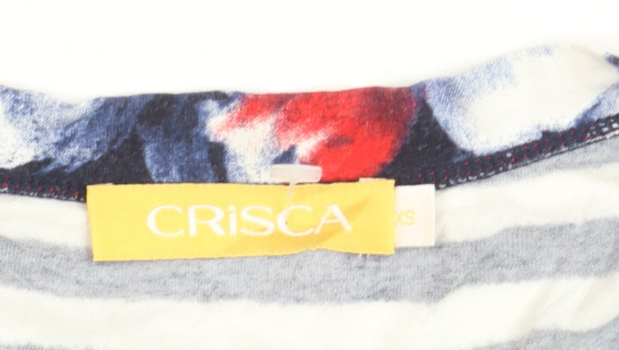 Crisca Womens Multicoloured XS Viscose Tunic Zip Front 3/4 Sleeve Top