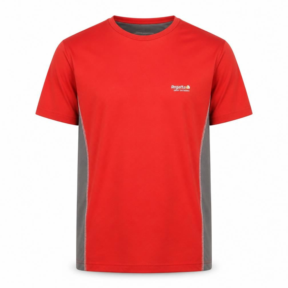 Regatta Men's Red Grey Adventure Tech Outdoor Short Sleeve T-Shirt S