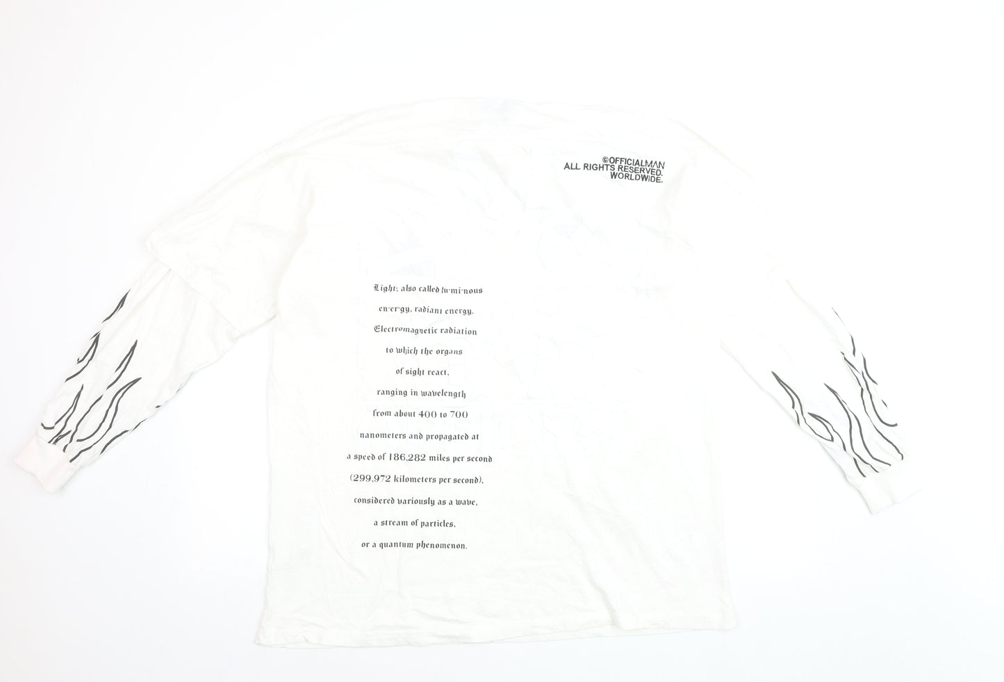 boohooMAN Men's White Long Sleeve Graphic Flame Top Size M