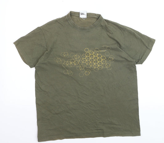 Seventyseven Men's Green Graphic Print Cotton T-Shirt Size S