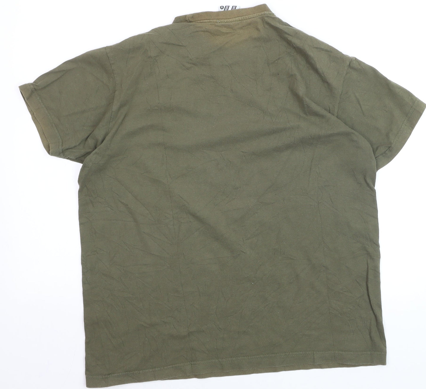 Seventyseven Men's Green Graphic Print Cotton T-Shirt Size S