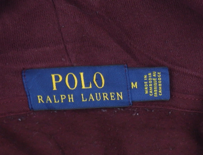Ralph Lauren Men's Red Pullover Hoodie Medium Embroidered Logo
