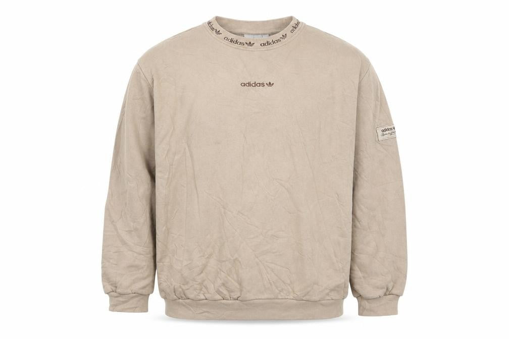 Adidas Men's Beige Crew Neck Sweatshirt XL Cotton Blend Pullover