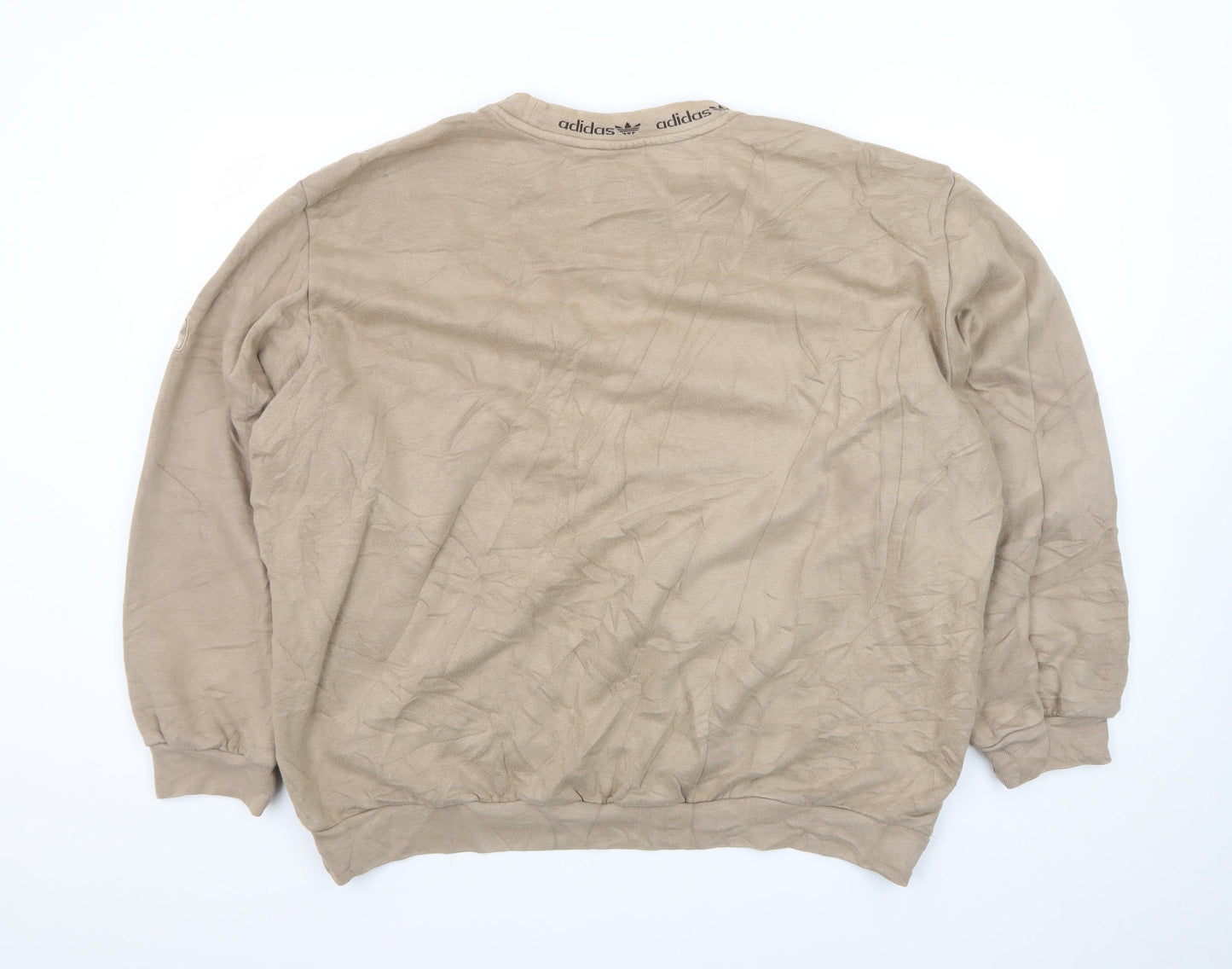 Adidas Men's Beige Crew Neck Sweatshirt XL Cotton Blend Pullover