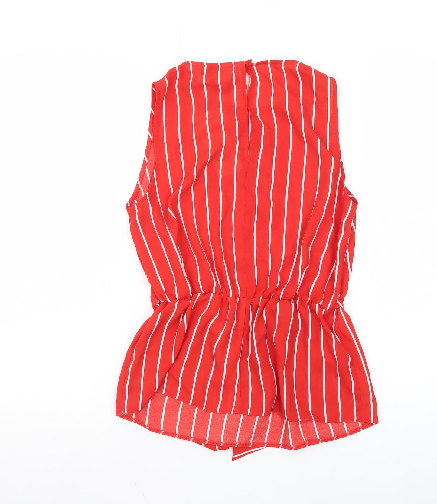 Miss Selfridge Women's Red Striped Sleeveless Wrap Blouse Size 6