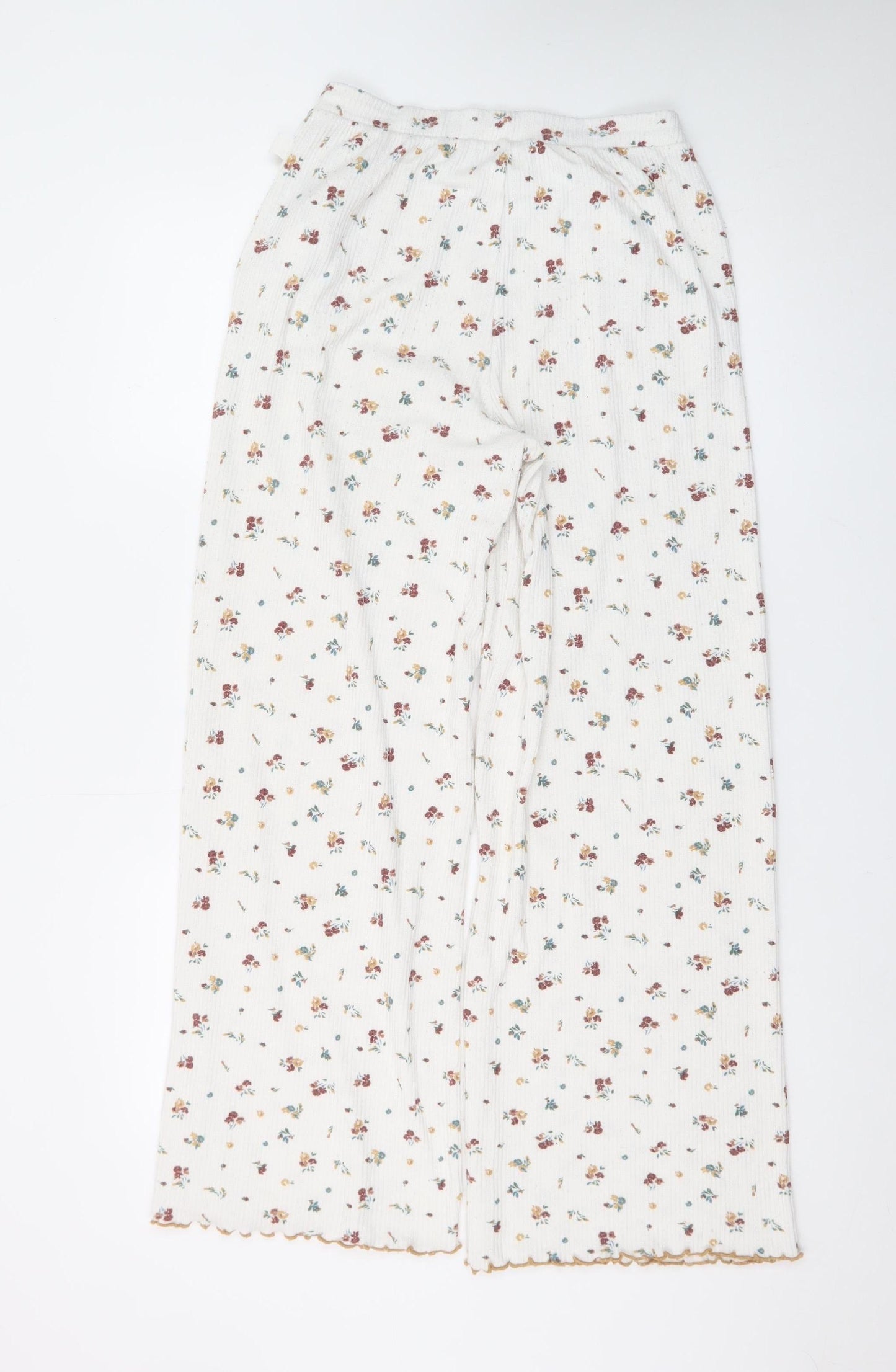 Primark Women Ivory Floral Jersey Pyjama Pants S Lightweight
