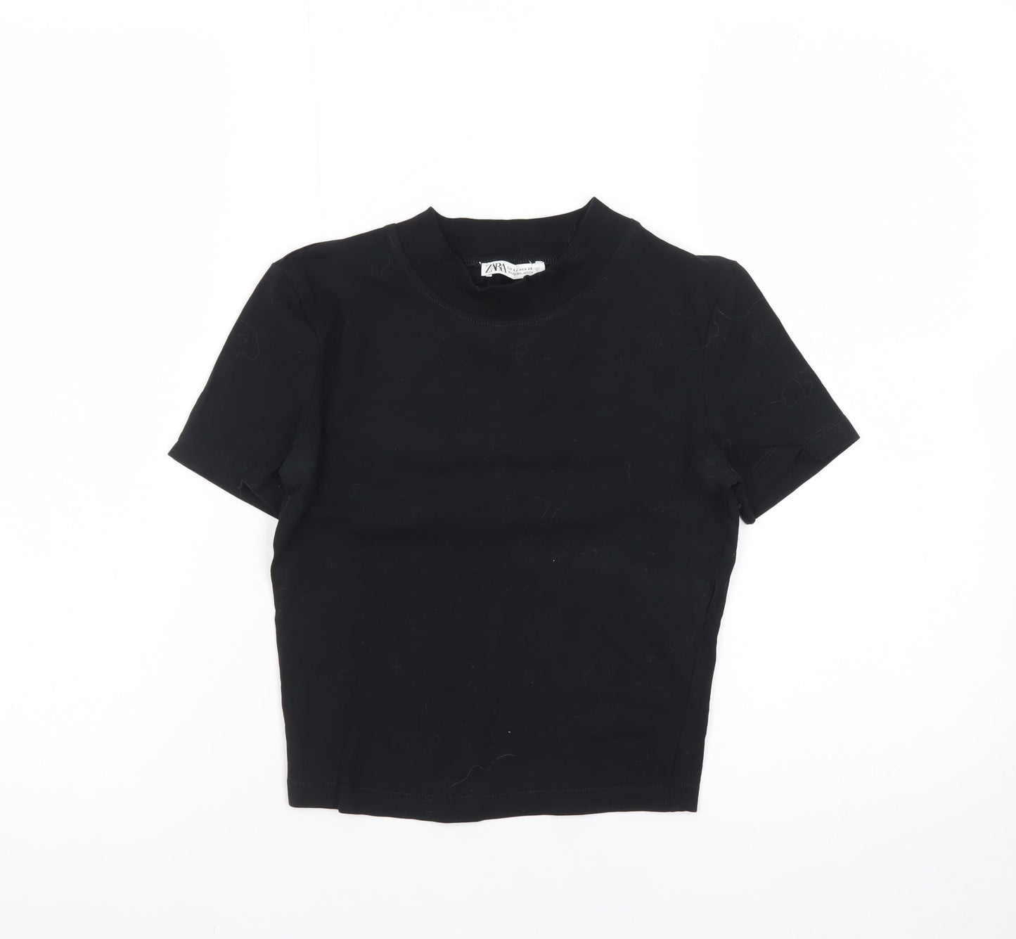 Zara Women's Black Slim Fit Cropped T-Shirt Size S