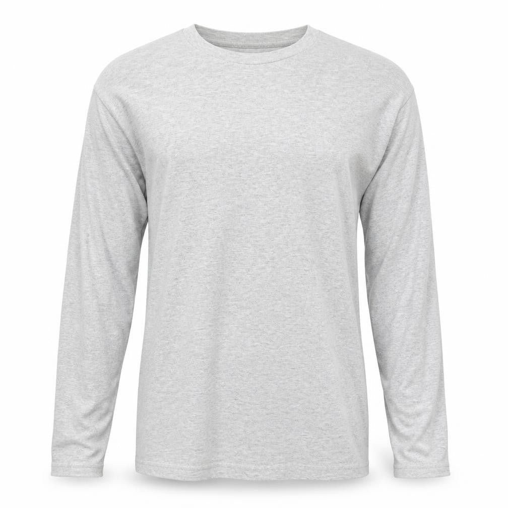 Fruit of the Loom Men's Grey Long Sleeve Crew Neck Cotton T-Shirt Size S
