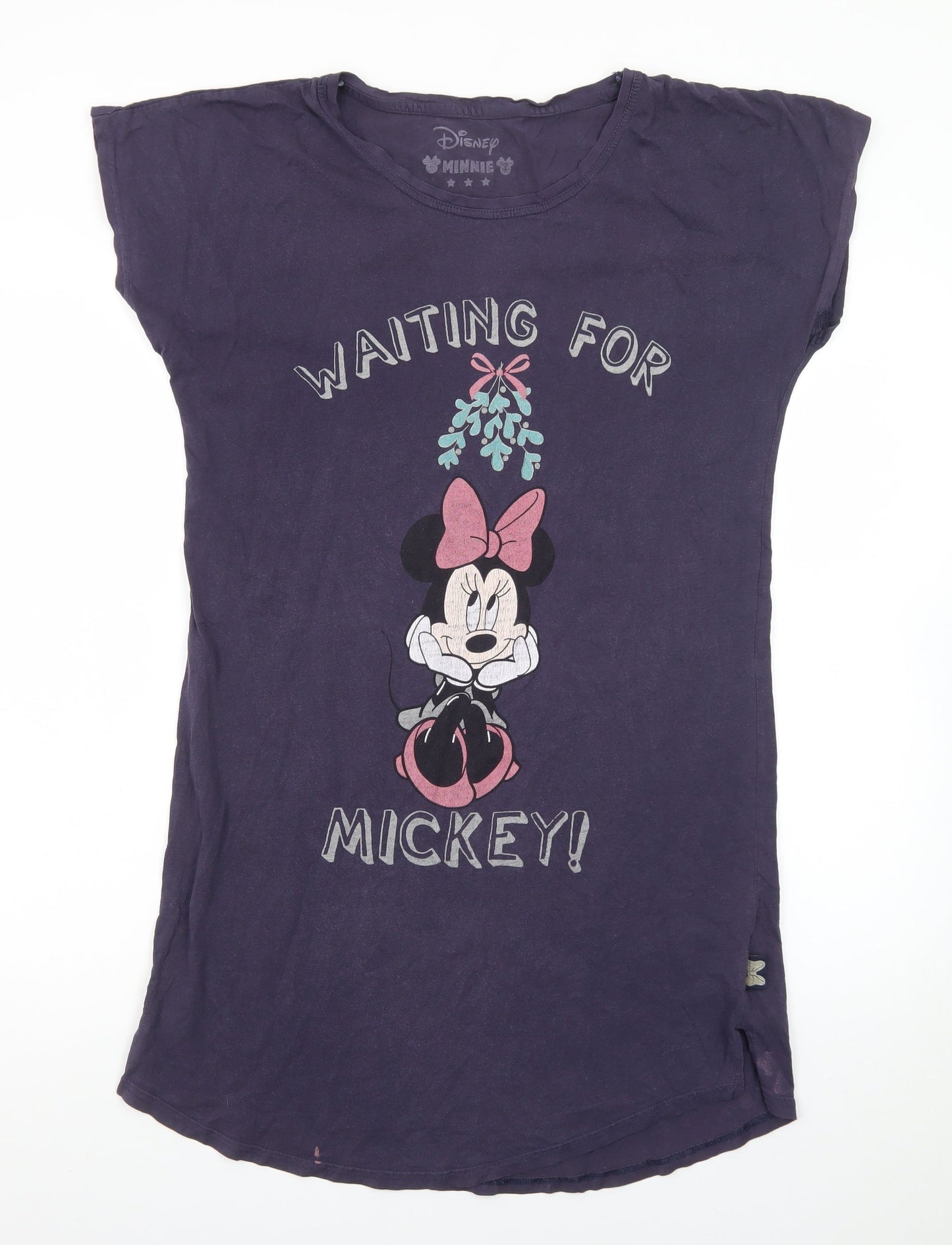 Disney Womens Purple Minnie Mouse Nightshirt UK 8-10 Graphic T-Shirt Style