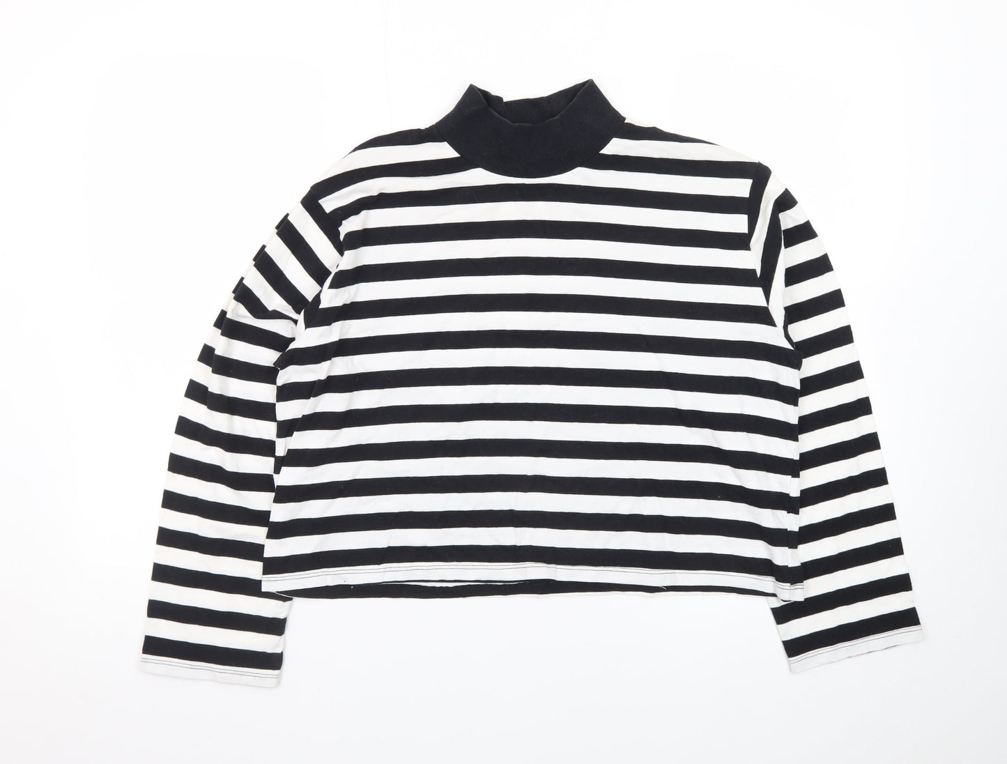 ASOS Design Women Black White Striped Pullover Sweatshirt UK 10