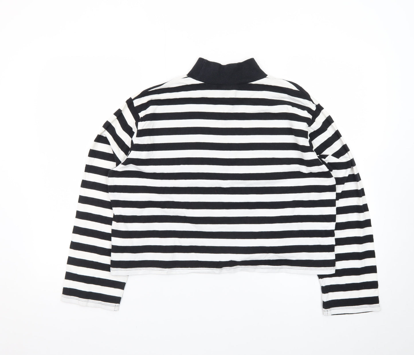 ASOS Design Women Black White Striped Pullover Sweatshirt UK 10