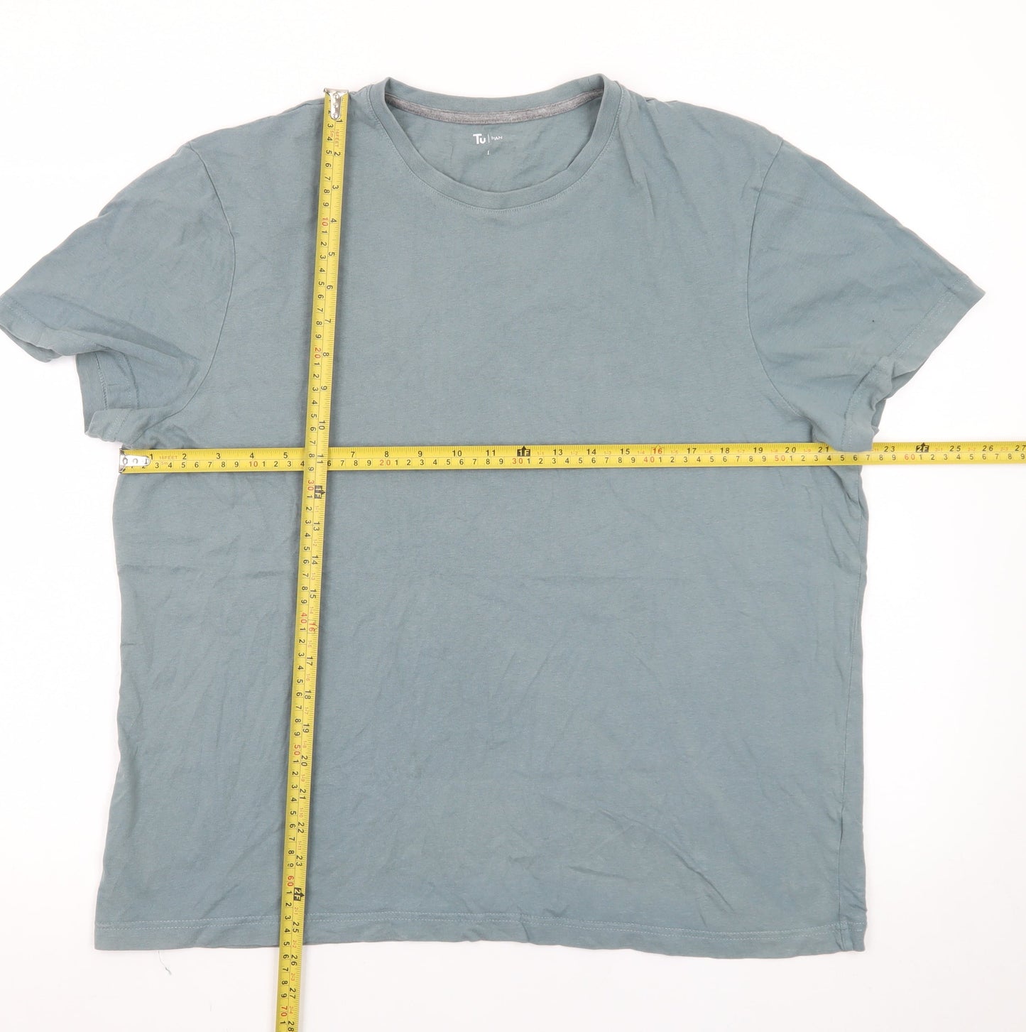 Tu Men’s Green Crew Neck Cotton Short Sleeve T-Shirt Size L