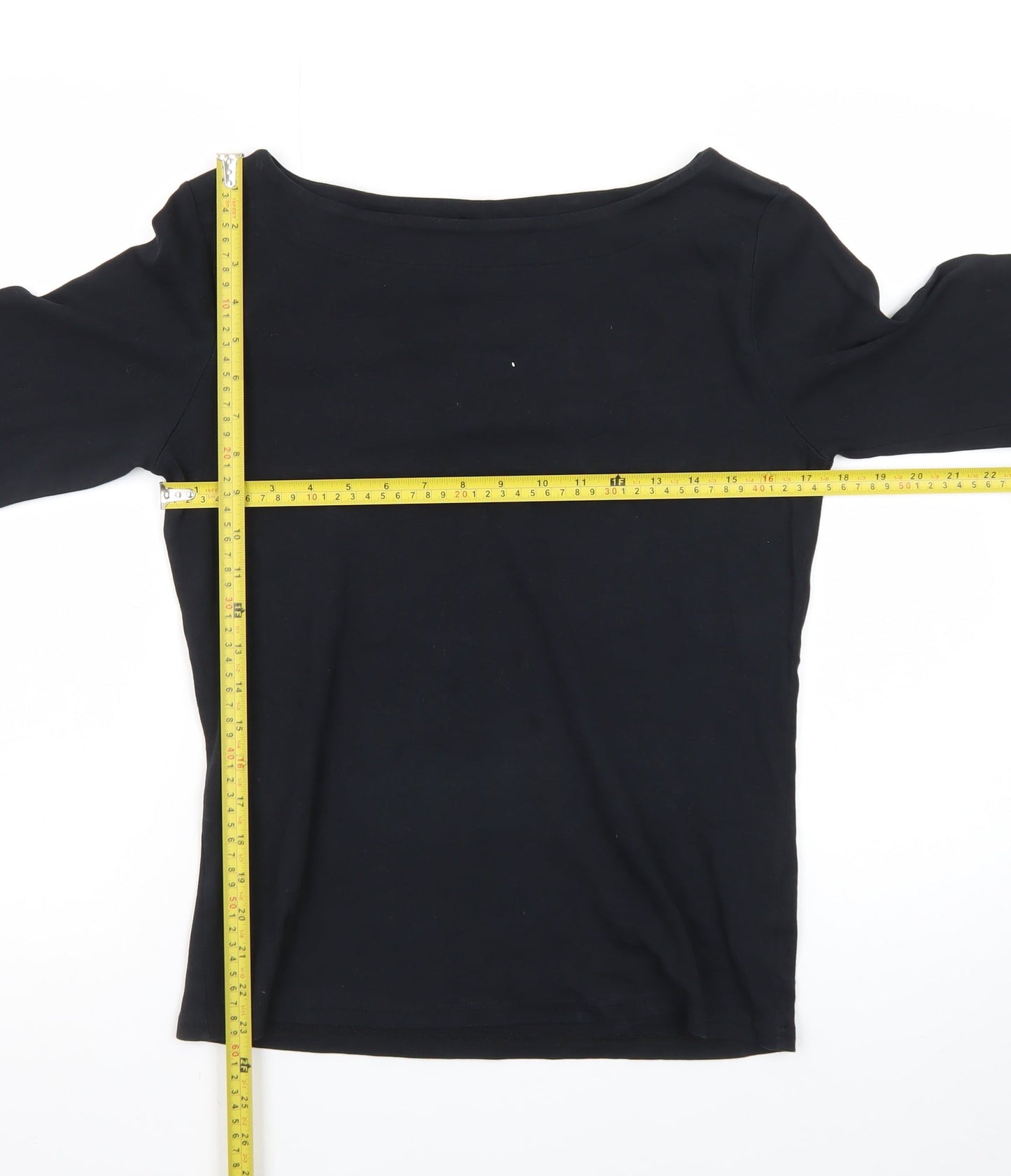 Nutmeg Women’s Black Size 14 Boat Neck 3/4 Sleeve Cotton Top