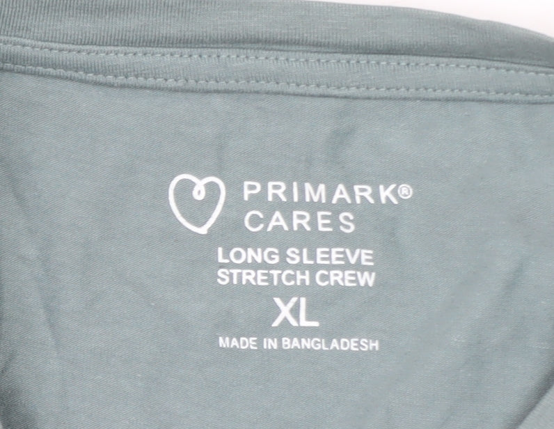Primark Men’s Green Long Sleeve Stretch Crew T-Shirt XL