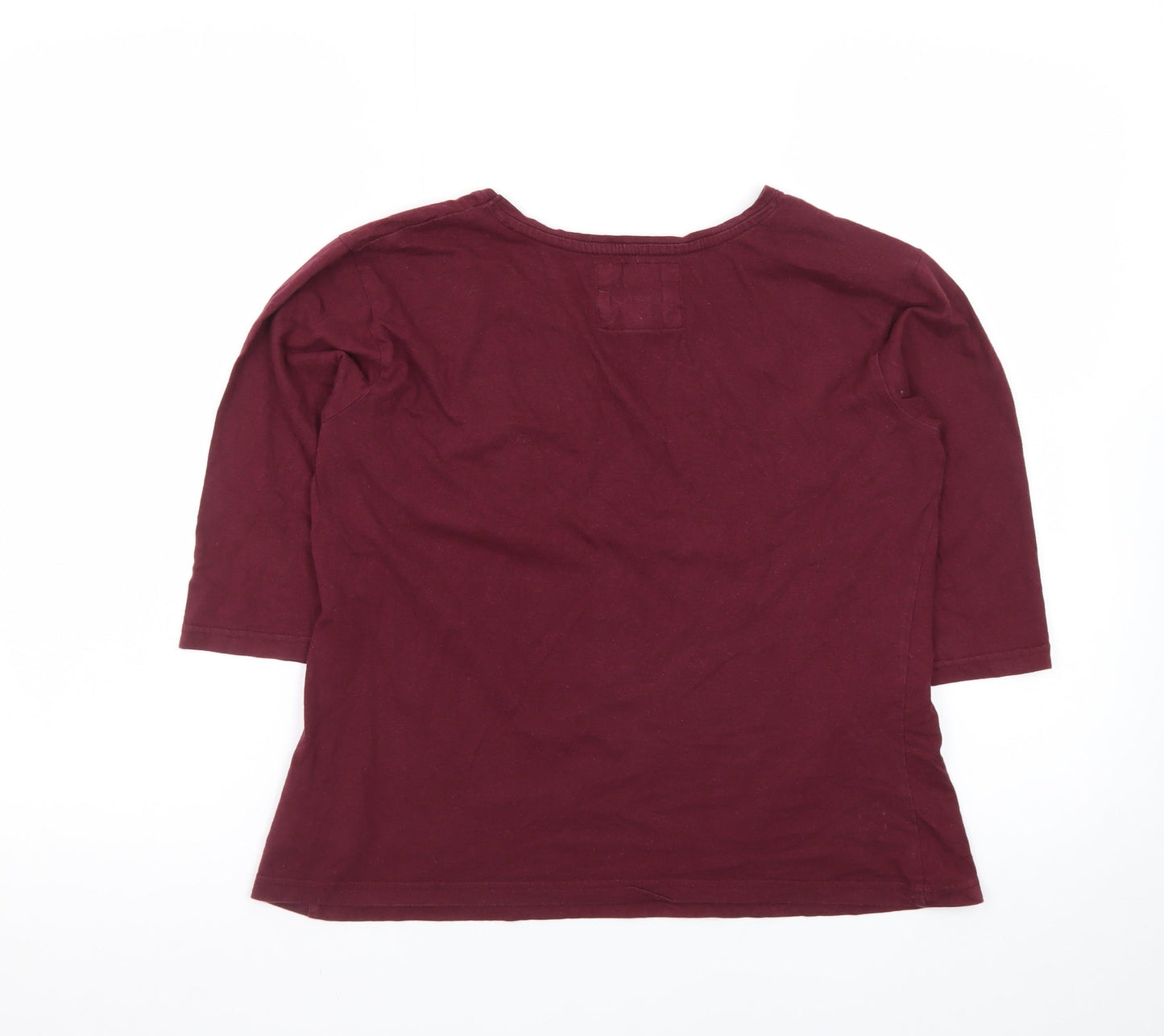 Primark Womens Red 3/4 Sleeve Basic Cotton T-Shirt Size S