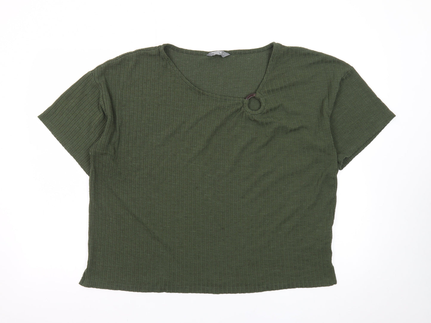 Nutmeg Women’s Green Cropped Ribbed T-Shirt Size 16