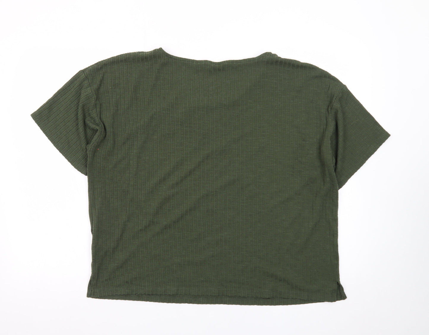 Nutmeg Women’s Green Cropped Ribbed T-Shirt Size 16
