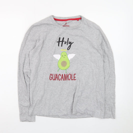 Threadbare Women’s Grey Long Sleeve Funny Avocado T-Shirt Size 10
