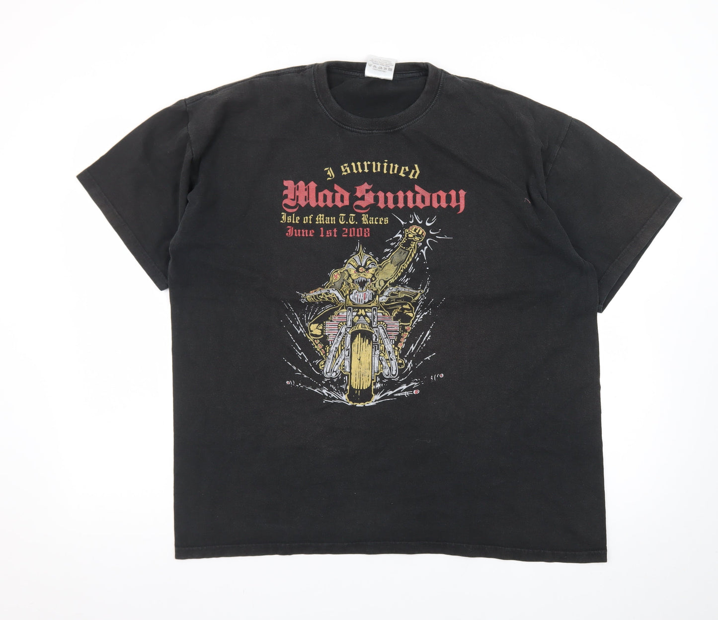 JT's Men's Black Mad Sunday Isle of Man TT Races 2008 Graphic T-Shirt XL